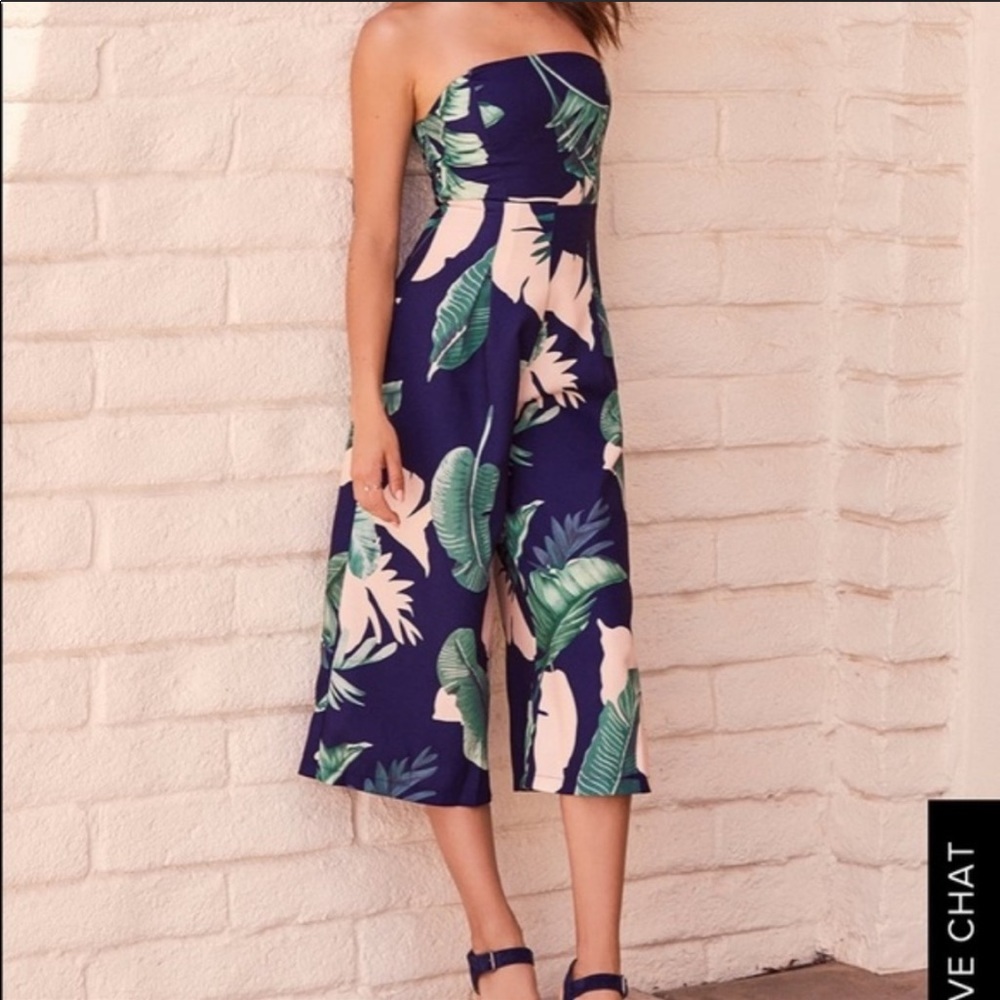 Lulu’s Navy Blue Floral Jumpsuit
